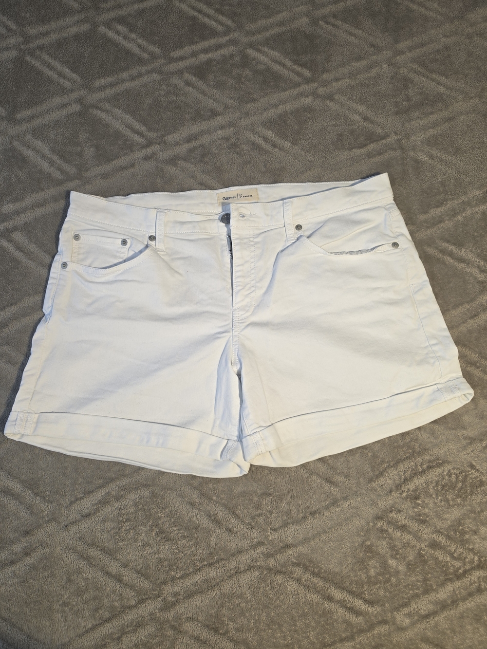 GAP White Denim Roll-Hem Jean Shorts